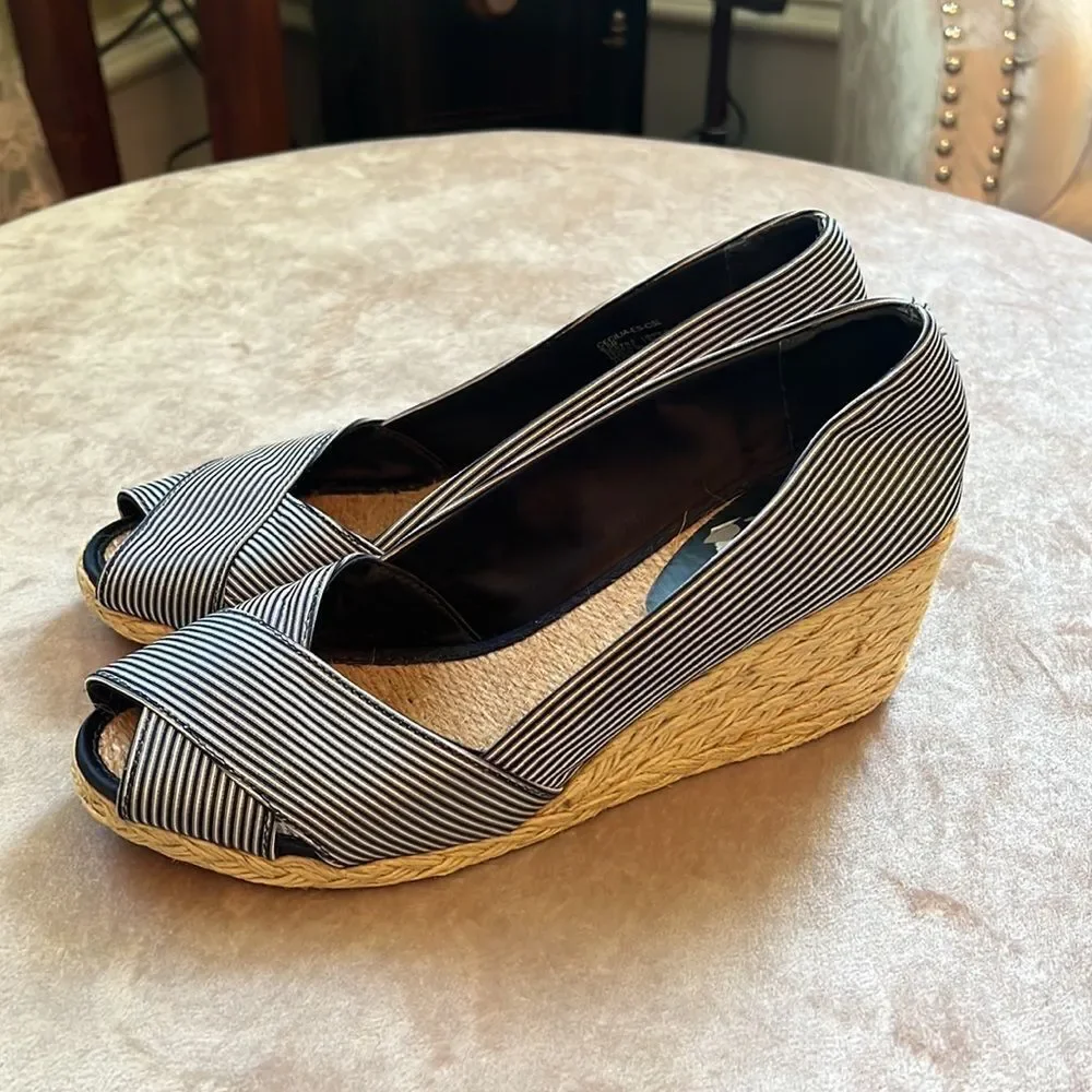 Ralph Lauren Sz 8.5-9 Blue White Coastal Nautical Espadrille